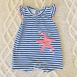 Chick Pea Baby Girl Summer Short Sleeve Jumpsuit Romper, 3-6 Months, Nautical